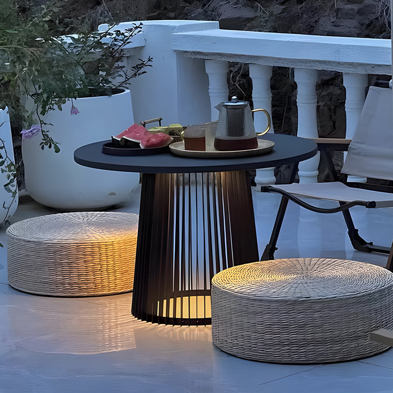 Table de bout avec lampe de plancher à DEL intégrée, H 25 po x l 23 po x P 23 po
