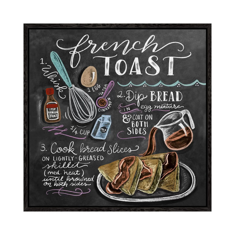 French Toast Recipe - Print on Canvas, Black Floater Framed, 45.72cm H x 45.72cm W x 3.81cm D
