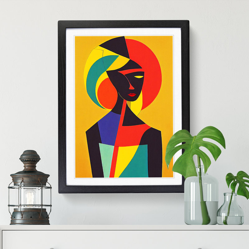 FRM-V0523-59X African Woman - Single Picture Frame Print, Black Framed, 46cm H x 34cm W x 2cm D
