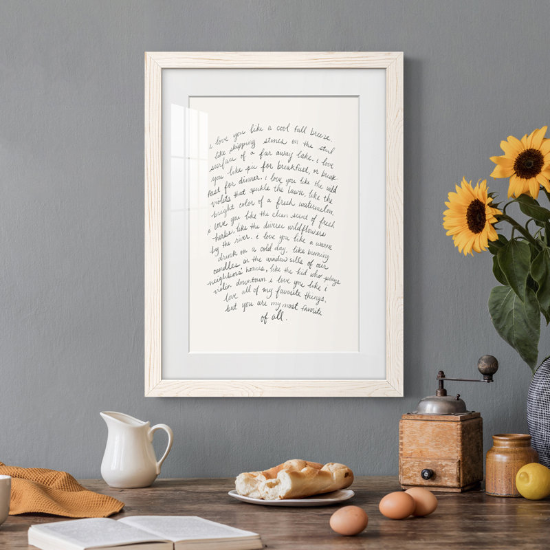 Lettre à un amoureux II encadré mat - prêt à accrocher, Papier avec cadre blanc, H 31,5 po x l 23,5 po x P 1 po, Blanc