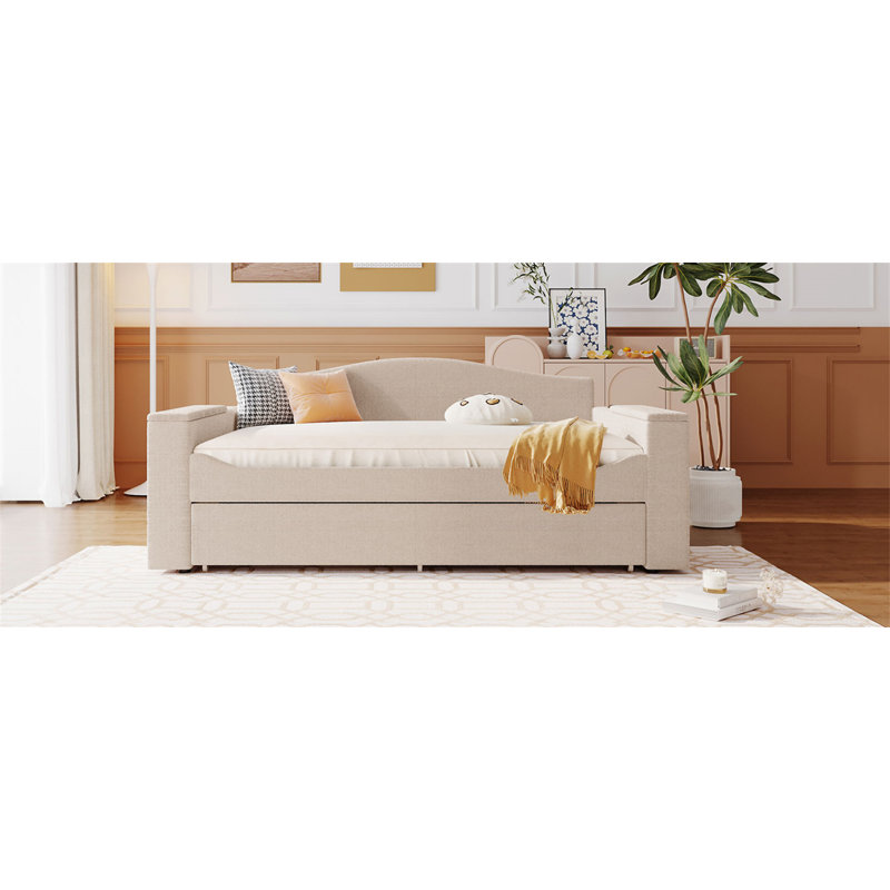 Upholstered Daybed With Storage Armrests, Full/Double