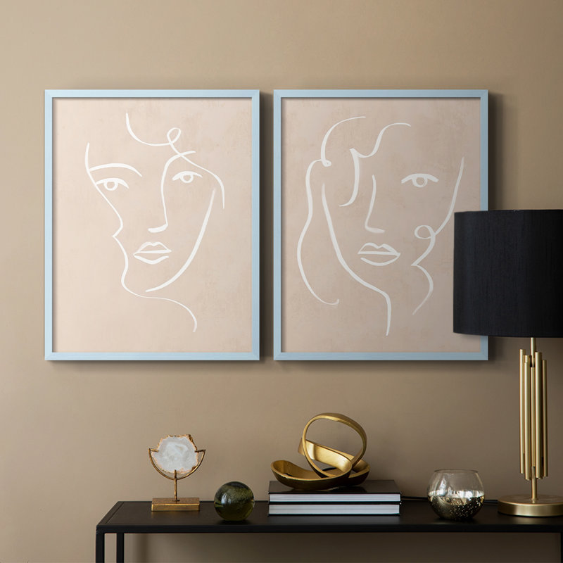 «Curly Face I», reproduction encadrée de qualité supérieure - prête à être accrochée - aucun clou requis - aucun clou requis