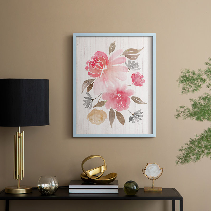 «Loose Peony II», reproduction encadrée - bois massif, H 11 po x l 9 po, Bleu