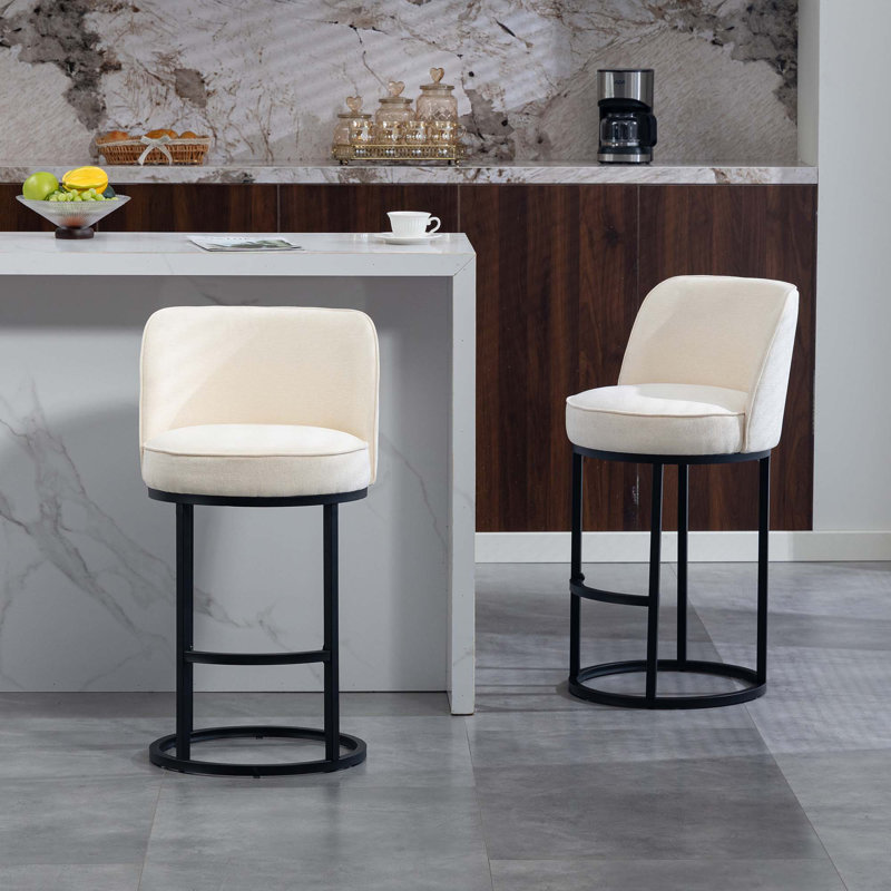 Tabourets de bar rembourrés à hauteur de comptoir Modern (ensemble de 2), Blanc