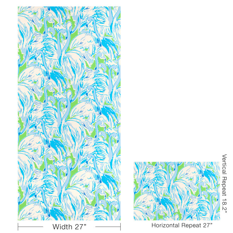 Lilly Pulitzer Pink Colony Wallpaper, Green/Blue