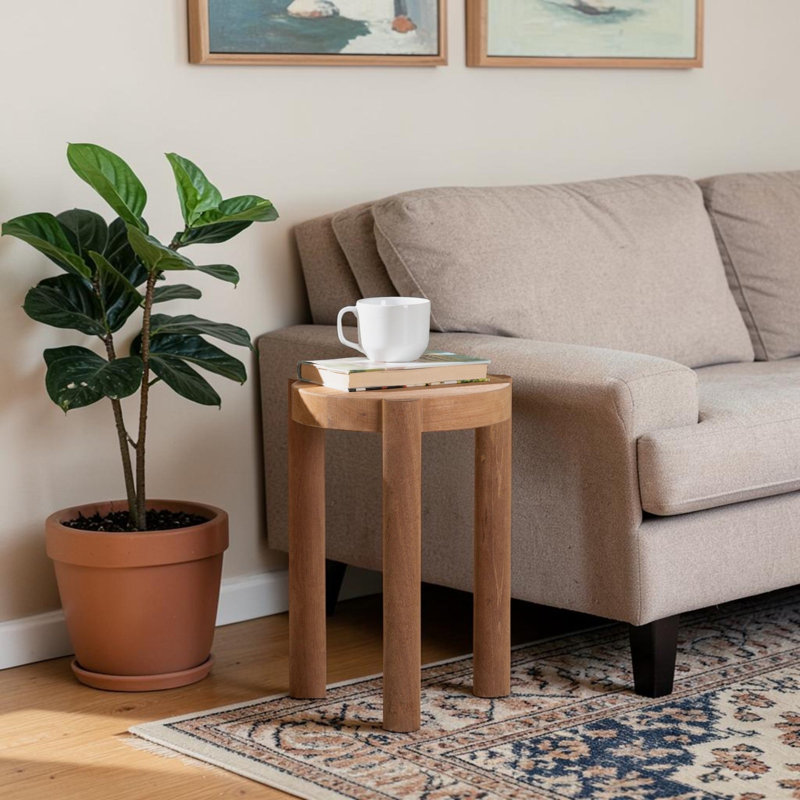 Darin Acacia Wood Versatile Decorative Stool - Artistic Side Table With Three-Leg Base