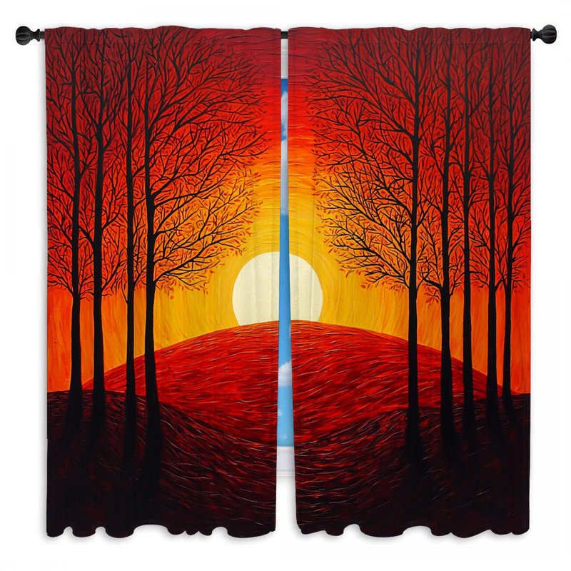 Sunset Window Curtains  Nature Rustic Drapes - 2 Panels, 20" W x 82" L