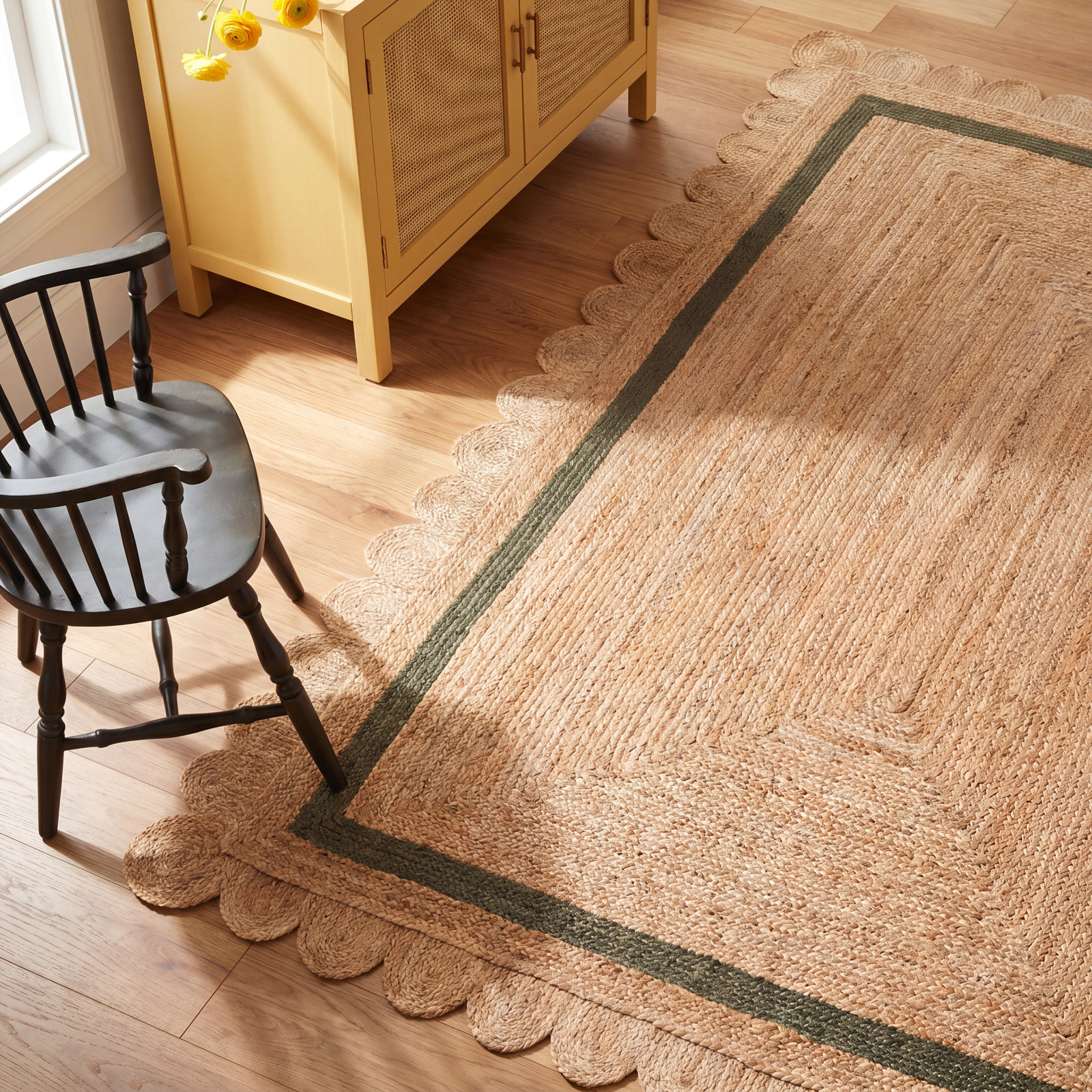 Inaki Hand-Woven Geometric Jute Rug, Rectangle 8' x 10'