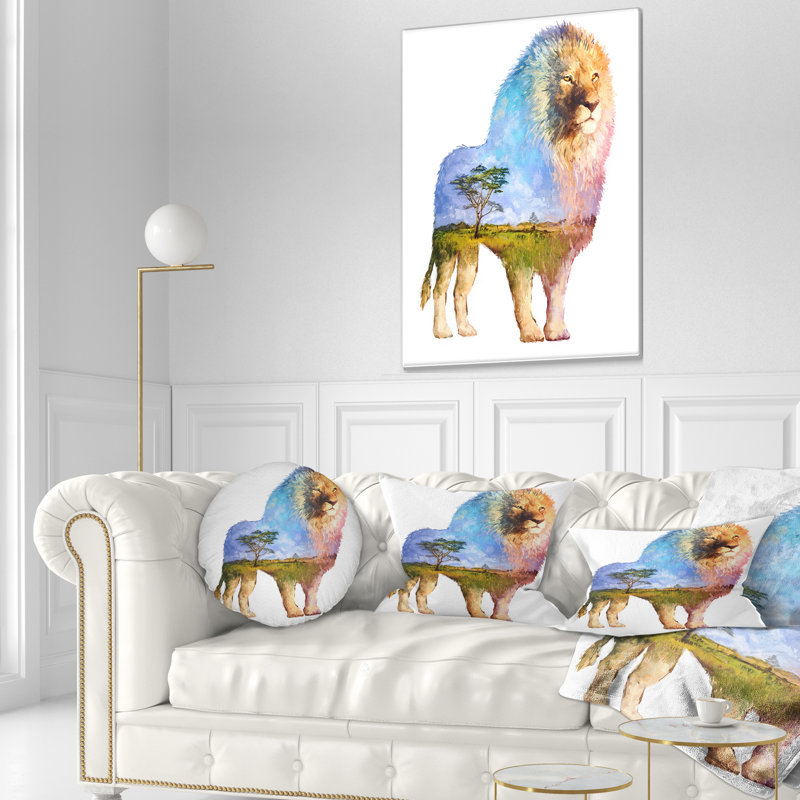 Coussin lombaire à exposition double animal lion