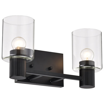 Cordele - 2 Light Vanity - Matte Black with Clear Glass