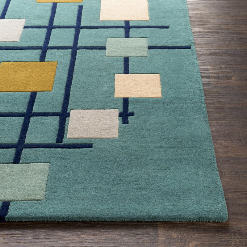 Tapis en laine touffeté à la main à motif géométrique Ayeln, Novateur 6 pi x 9 pi