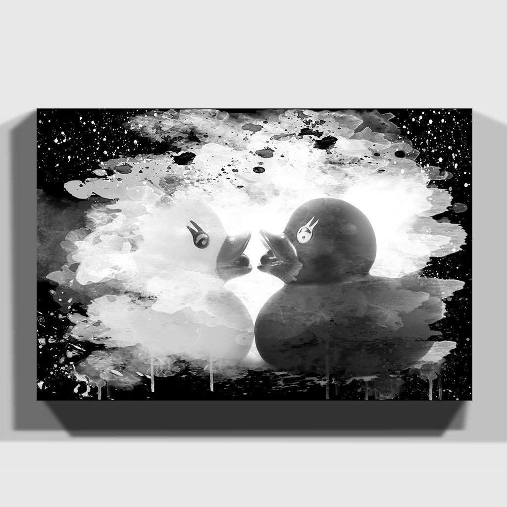 'Rubber Ducks Opposites Attract' Graphic Art on Wrapped Canvas