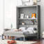 Lit double gris avec tablette supplémentaire. Optimisez votre décor. Fabriqué et contreplaqué. Assure une configuration confortable des lattes de matelas flexibles. S'adapte facilement jusqu'à 6 po. Outils d'assemblage fournis-121097342