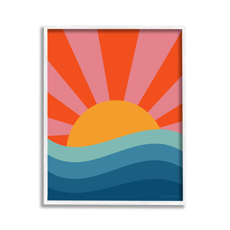 Sun Rays on Sea, estampe numérique encadrée par Carrie Cantwell, Giclée encadrée blanc bord de mer, H 14 po x l 11 po
