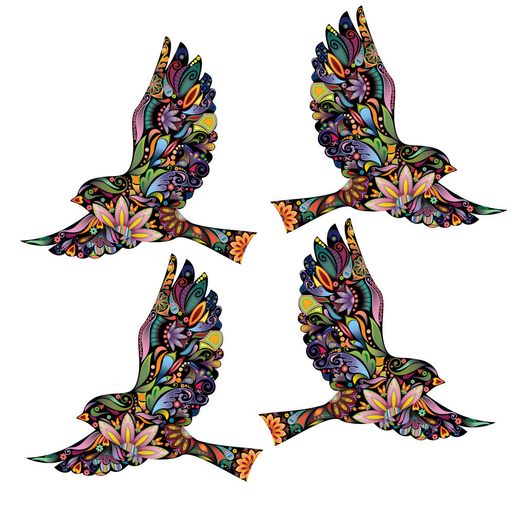 My Wonderful Walls 4 Piece Flying Floral Bird Wall Decal Set & Reviews