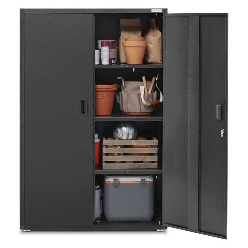 Single Storage Cabinet, Hammered Granite/Hammered Granite