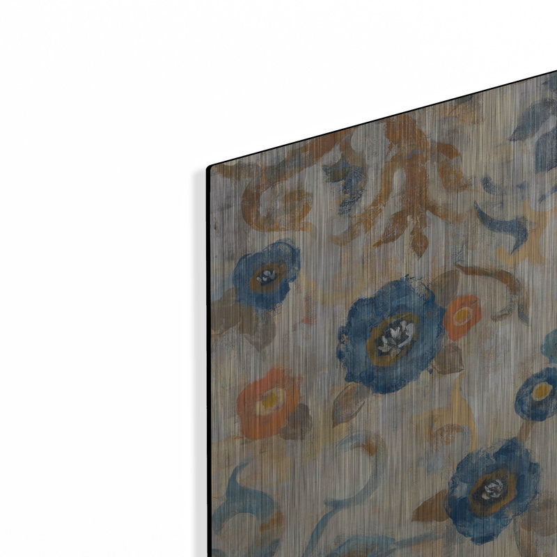 Art mural en métal luxueux «Flowers and Fragments» par Silvia Vassileva, 24 po x 16 po