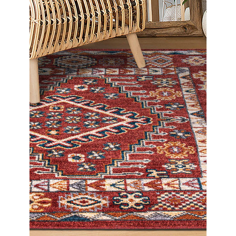 Viergeline Oriental Machine Made Indoor / Outdoor Area Rug, Rectangle 6'6" x 9'6"