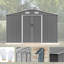 Remise extérieure 10 x 8 pi avec construction en métal, remise verrouillable, base grise, pour l'entretien de la pelouse-118124254-118124253