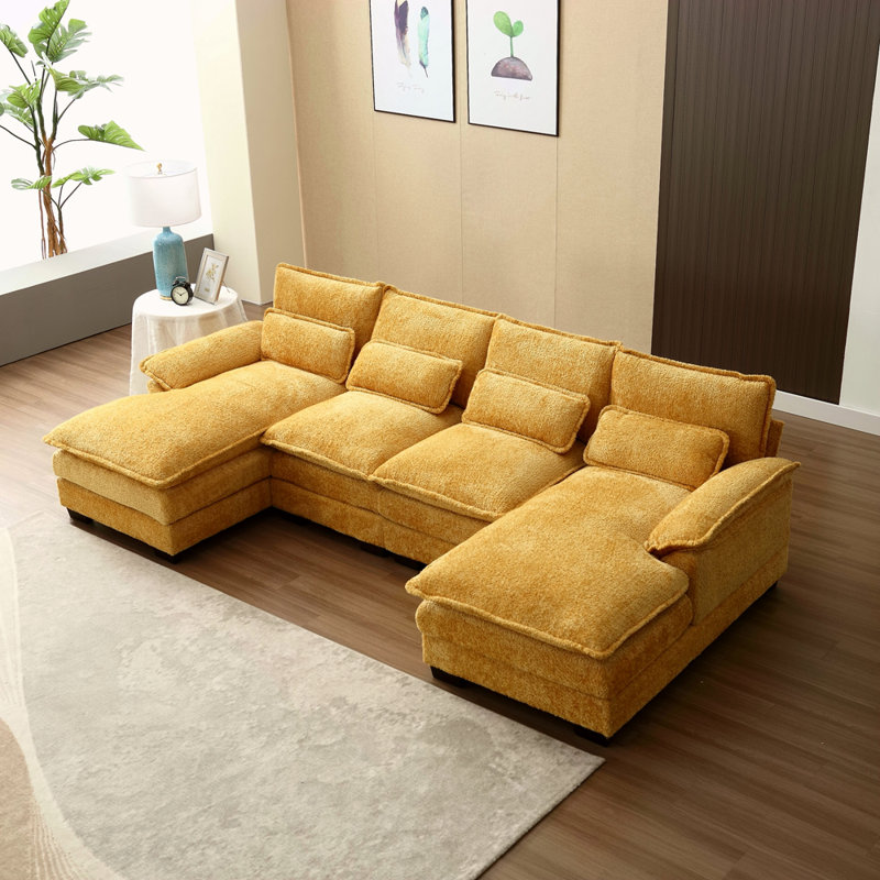 Modern Large Chenille Fabric U-Shape Sectional Sofa