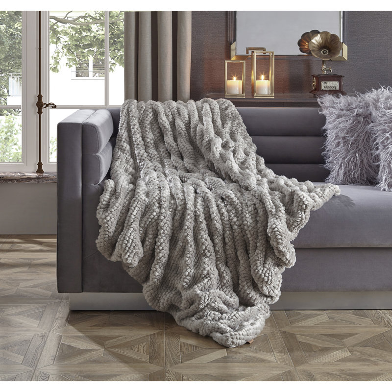 Jeté en tricot 50 po x 60 po Cozy Tyme Zaira, gris clair
