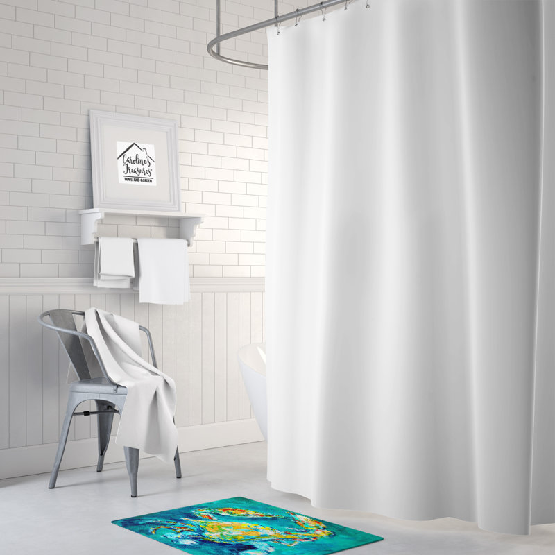 Tapis pour salle de bain en microfibre Crab By Chance, Bleu aqua