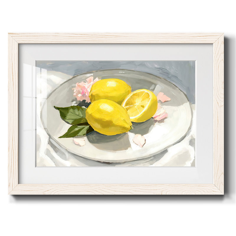 " Lemons On A Plate I ", 18" H x 26" W x 1.5" D, White