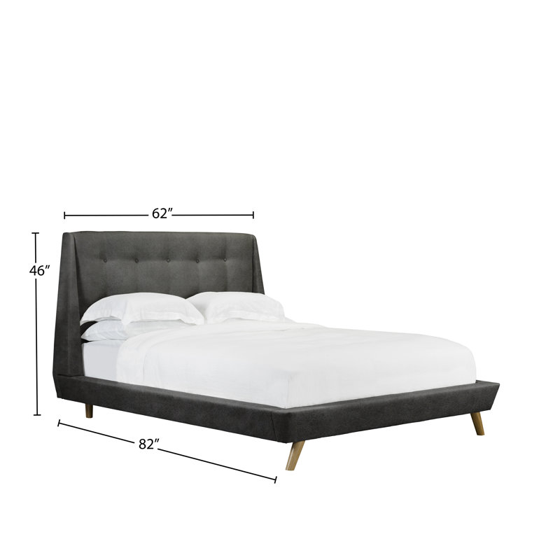 Lit plateforme en tissu d’ameublement Browder, Double, Pierre
