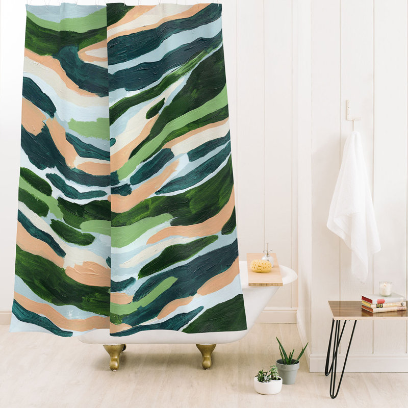 Rideau de douche Little Arrow Design Co, Bleu / vert abstrait