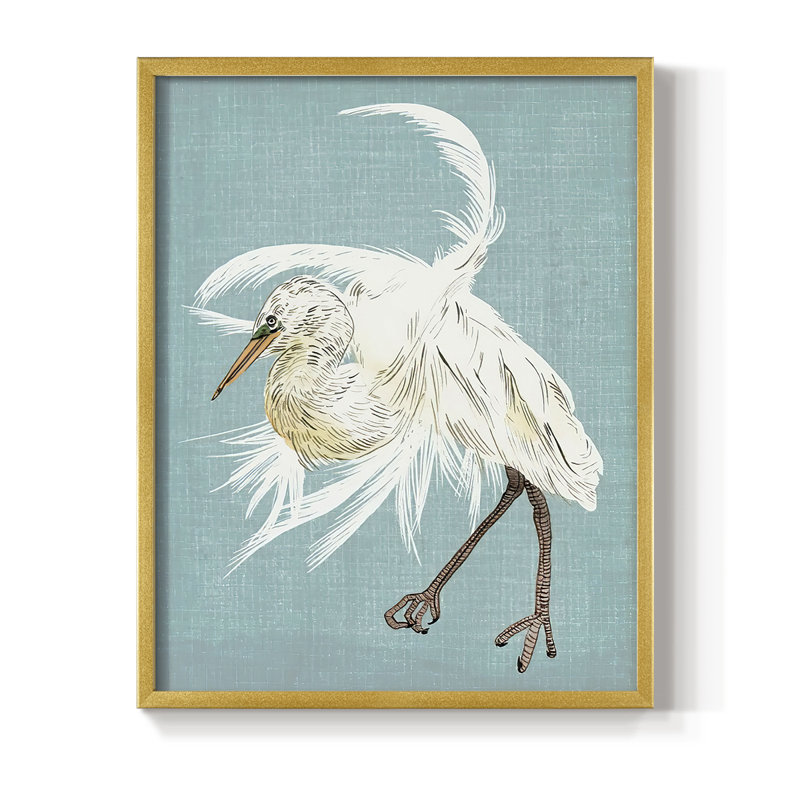 Heron Plumage IV, reproduction encadrée - bois massif, H 28 po x l 22 po