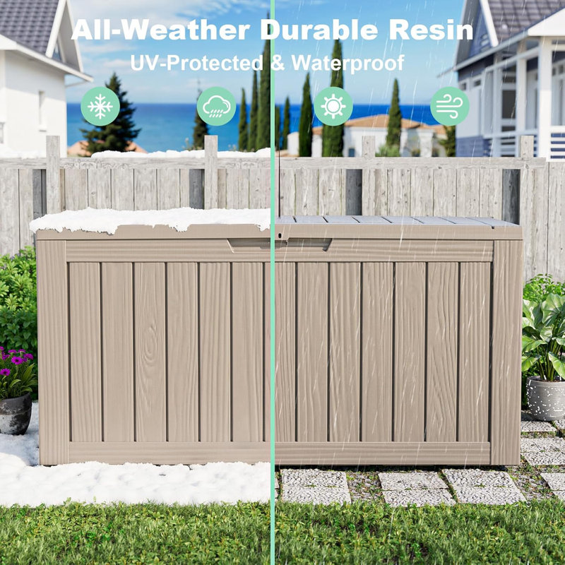 80 Gallon Deck Box, Outdoor Storage Box For Patio Furniture, Patio Cushions, Gardening Tools, Pool Supplies 480Lbs Weight Capacity,Waterproof Resin Storage Boxes