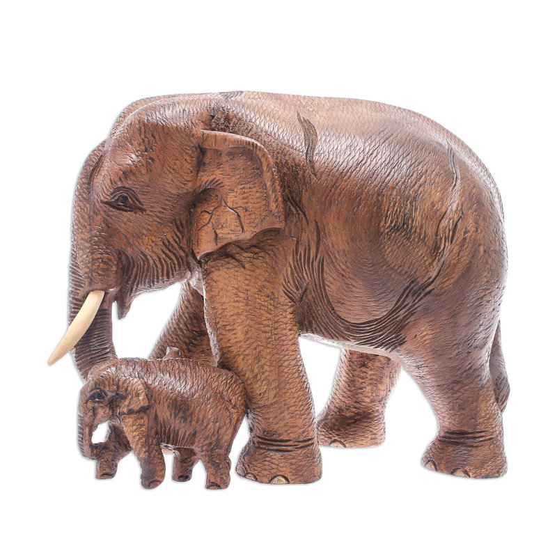 Father and Son Teak Figurine