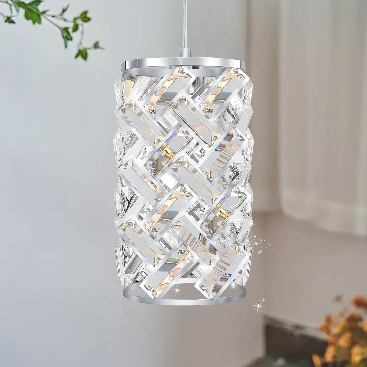 Mercer41 Modern Crystal Pendant Light Fixture With Adjustable Hanging ...