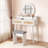 Iesa Boho Natural Rattan Vanity with LED Mirror and Stool-1785955246