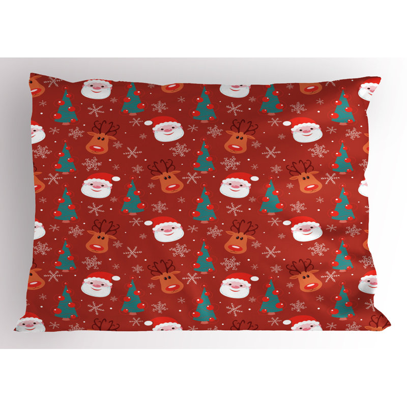 Festive Red Microfiber Christmas Pillow Shams, 2-Pack, 20" x 36"