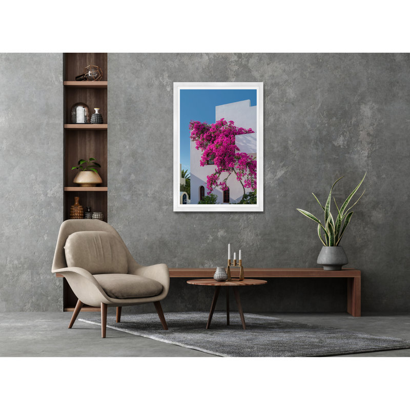 Bougainvillée grimpante I, Cadre blanc, H 42 po x l 29 po x P 1,5 po