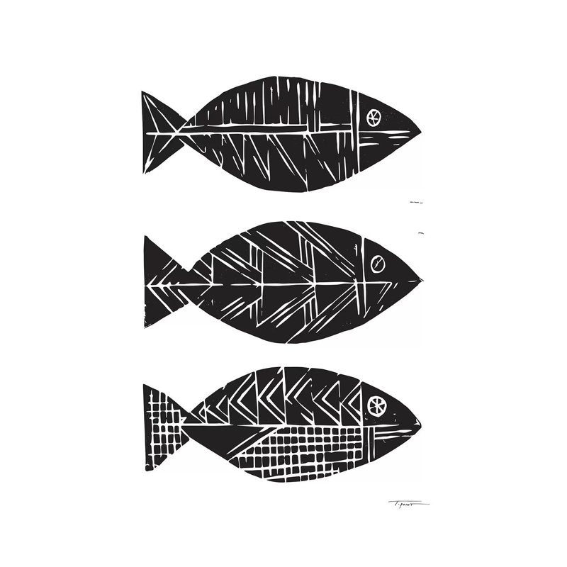 Three Tribal Fish - Wrapped Canvas Print, 30.48 cm H x 45.72 cm W