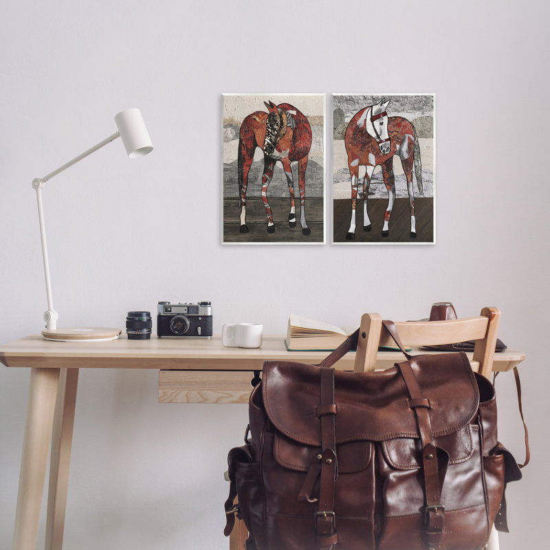 Abstract Patchwork Horses 2 PC Wall Plaque Art Set by Coco Good