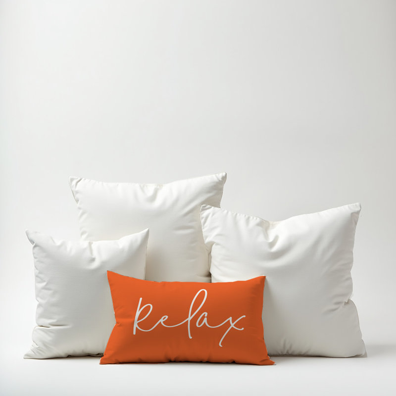 Outdoor Reversible Throw Pillow, Orange/White
