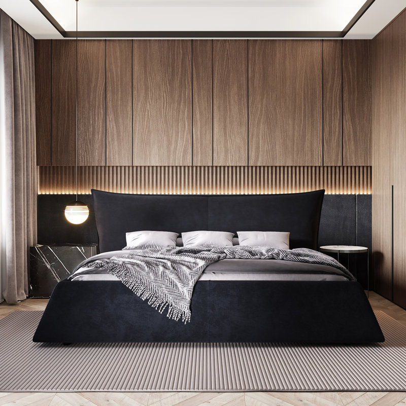 Lit plateforme tapissier Hambeldon, Noir