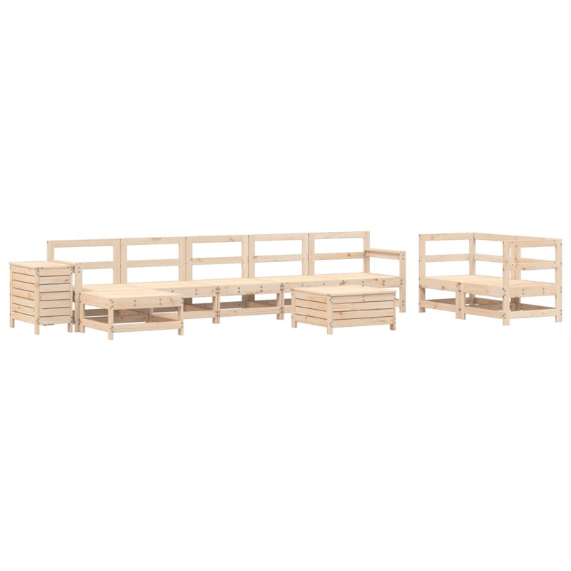 Wicker 9 - Person Garden Lounge Set, Natural Pine
