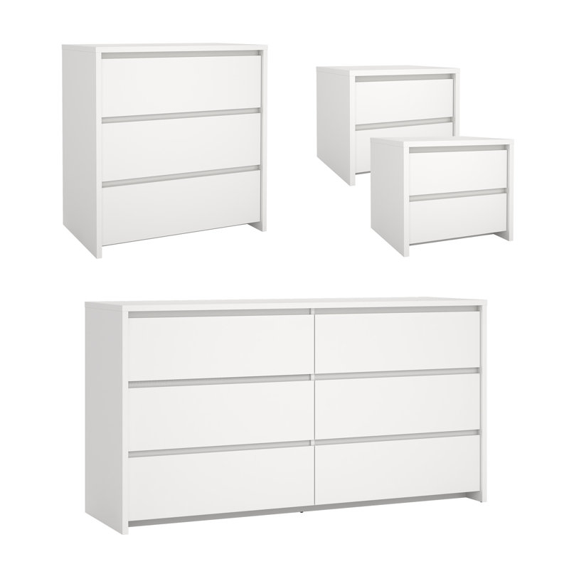 Ensemble de chambre à coucher 4 pièces suivant, Ensemble de 4 pièces : commode, coiffeuse, 2 tabl