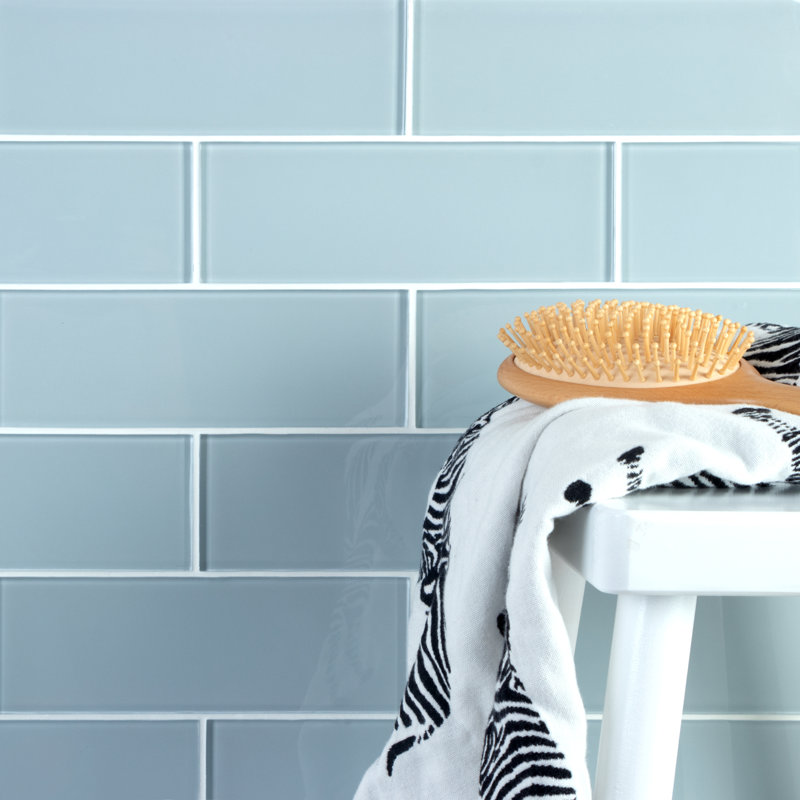 Premium 3" x 9" Glass Subway Tile, Moonlight Gray