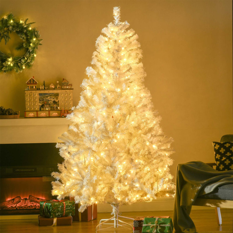 Arbre de Noël artificiel haut 6 pi avec 638 branches, 220 lumières DEL chaudes, conception à ouverture automatique pour une installation facile