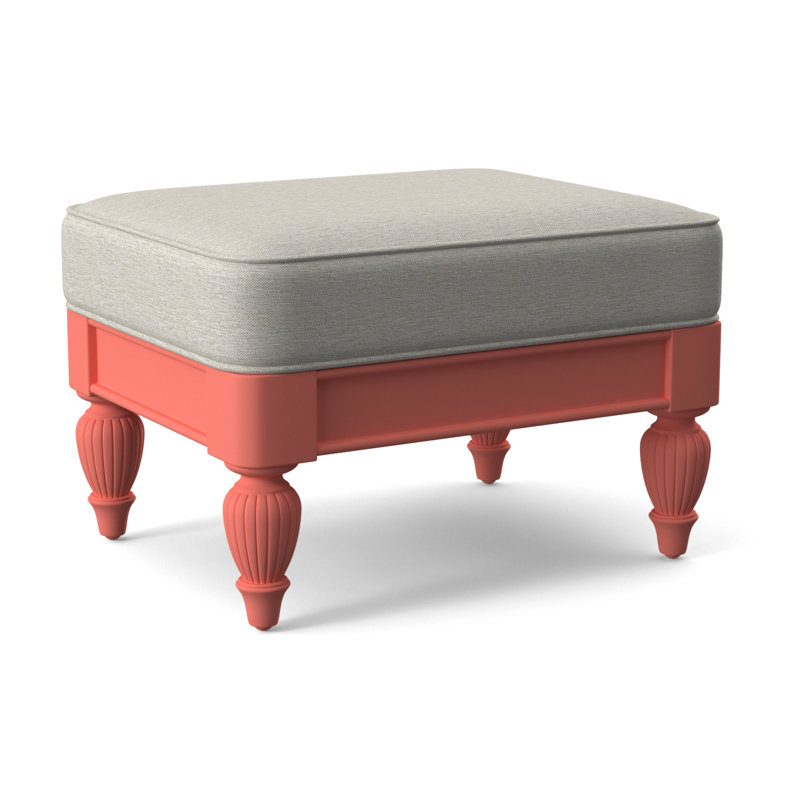 Grand View Ottoman, White Performance Fabric; 0851-94, Antique Black Finish