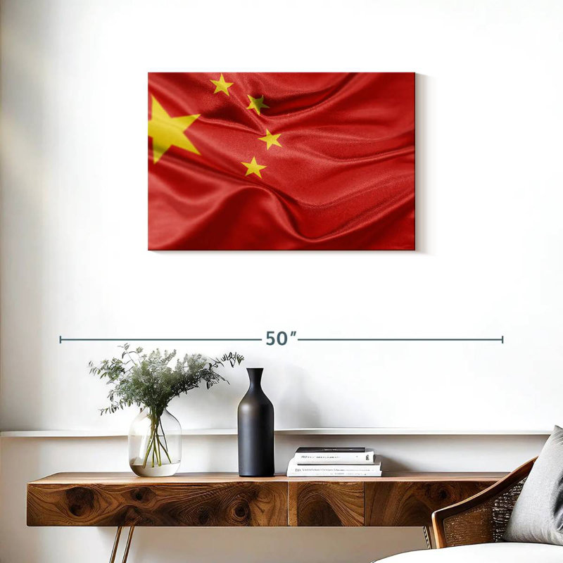 Creased Chinese Flag, 20" H x 30" W