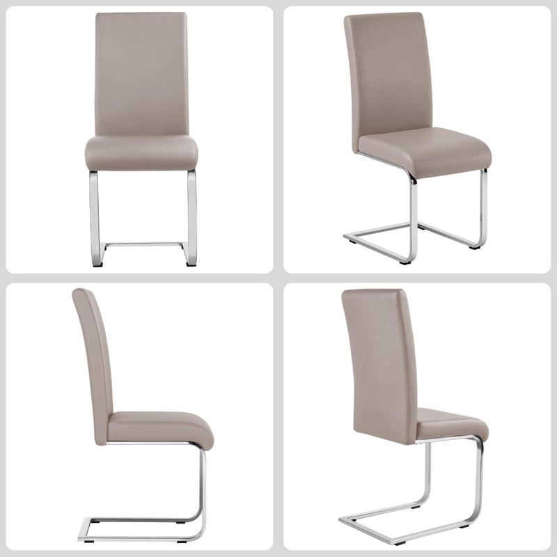 50cm H Tufted Upholstered Metal Full Back Parsons Chair, Light Brown