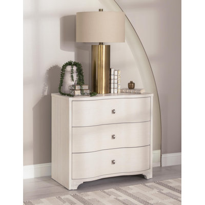 Bedside Chest (3 Drawers, Curved Front, Wire Management, Power with  2 Outlets, 1 USB, and 1 USB-C)