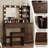 42" W Walnut Makeup Vanity Desk With Mirror And Lights And Charging Station