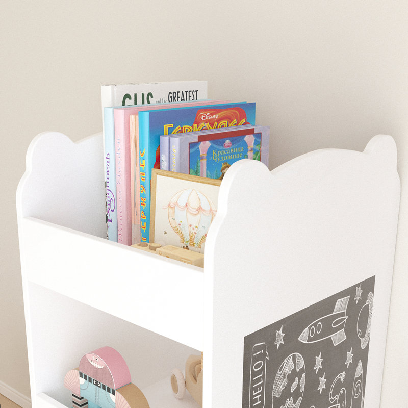 Bibliothèque avec côté tableau noir, bibliothèque en forme d'ours avec rangement à 3 niveaux
